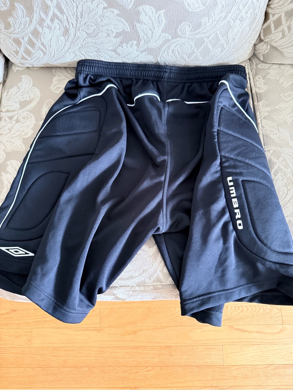 Umbro Black Athletic Padded Goalkeeper Shorts with White Trim